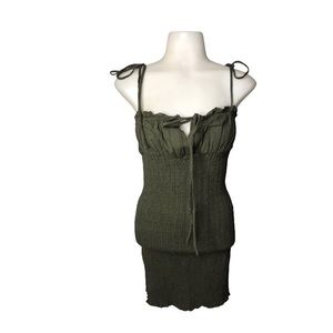Bittersweet | Green keyhole chest ruched Bodycon mini dress •